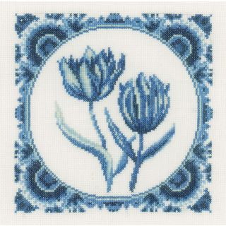 Borduurpakket Tulpen Delfts blauw - Lanarte