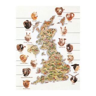 Borduurpakket Kaart van Engeland - Schapen Aida - Thea Gouverneur