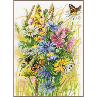 Borduurpakket Wilde bloemen en vlinders - Marjolein Bastin (Lanarte)